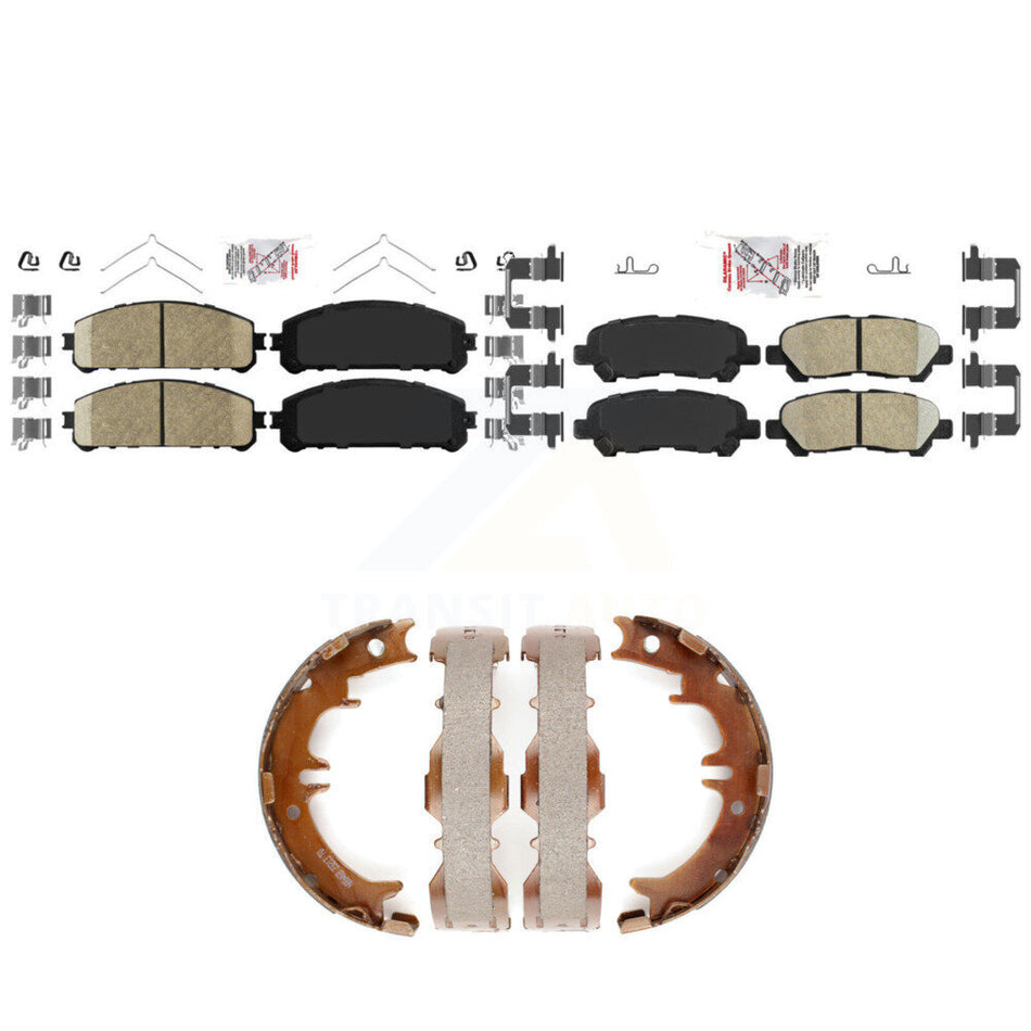 Front Rear Ceramic Disc Brake Pads And Parking Shoes Kit For Toyota Highlander KNN-101411