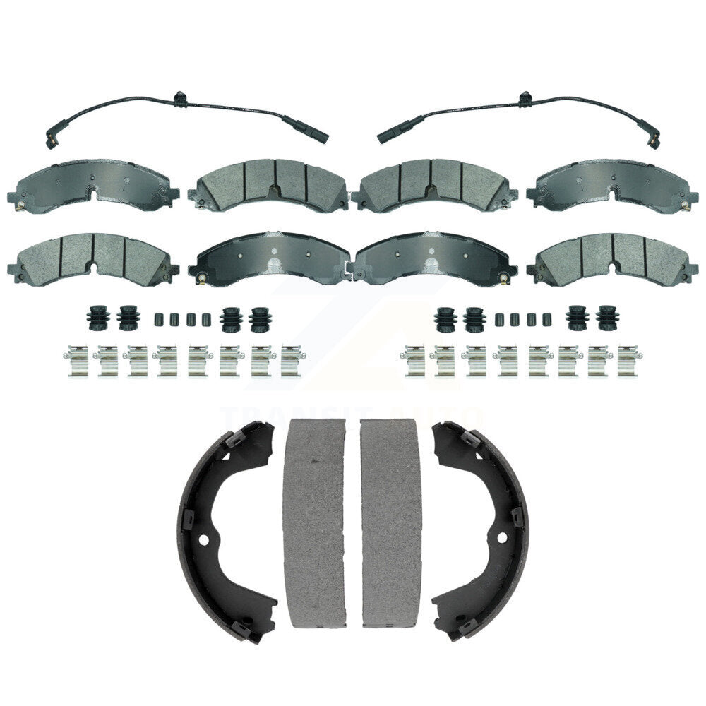 Front Rear Semi-Metallic Disc Brake Pads And Parking Shoes Kit For GMC Sierra KNN-101419