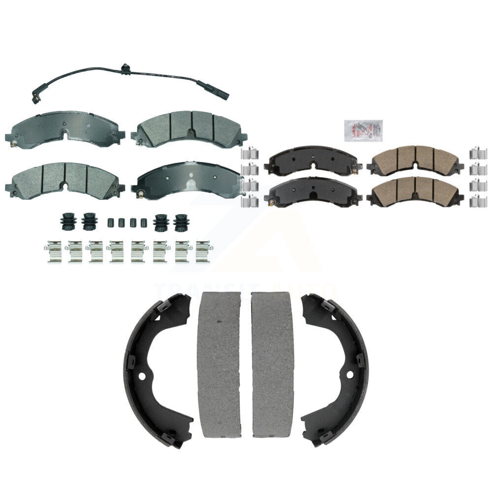 Front Semi-Metallic Rear Ceramic Disc Brake Pads And Parking Shoes Kit For GMC KNN-101421