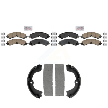 Front Rear Ceramic Disc Brake Pads And Parking Shoes Kit For GMC Chevrolet HD KNN-101422