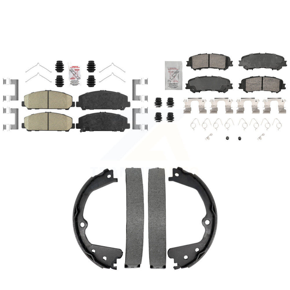 Front Rear Ceramic Disc Brake Pads And Parking Shoes Kit For Nissan TITAN KNN-101424