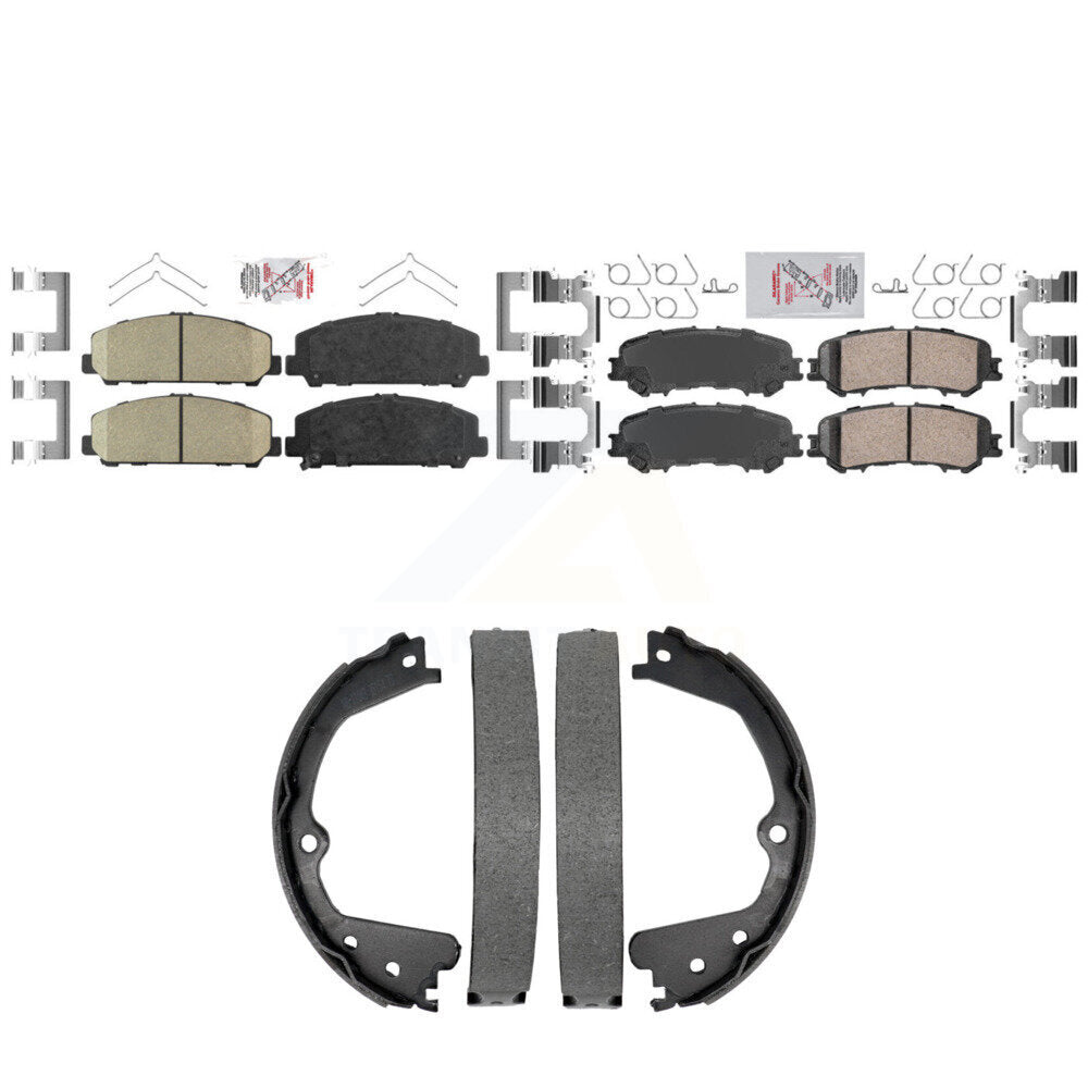 Front Rear Ceramic Disc Brake Pads And Parking Shoes Kit For Nissan TITAN KNN-101425