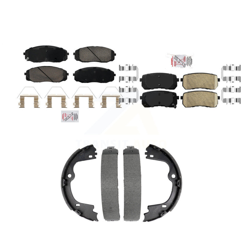 Front Rear Ceramic Disc Brake Pads And Parking Shoes Kit For Kia Sedona KNN-101428