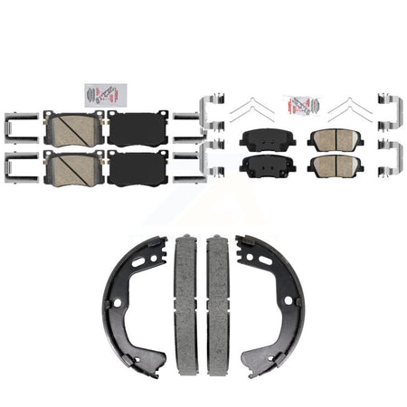 Front Rear Ceramic Disc Brake Pads And Parking Shoes Kit For Genesis G80 3.3L KNN-101429