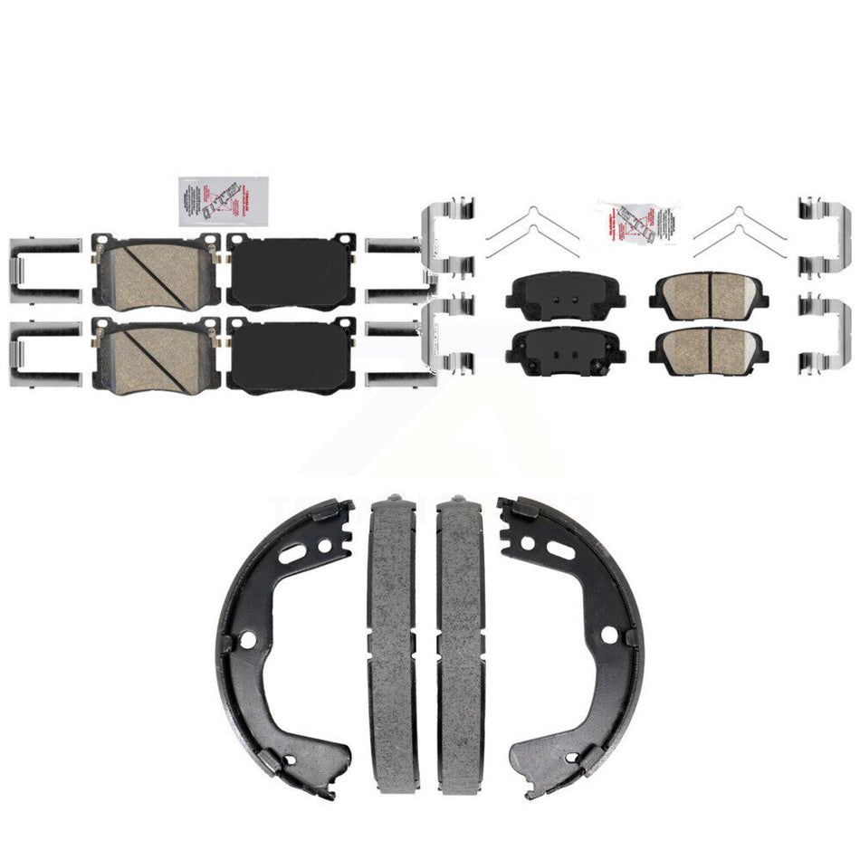 Front Rear Ceramic Disc Brake Pads And Parking Shoes Kit For Genesis G80 3.3L KNN-101429