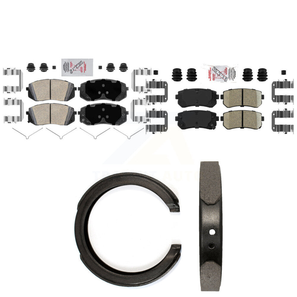 Front Rear Ceramic Disc Brake Pads And Parking Shoes Kit For Hyundai Sonata KNN-101432