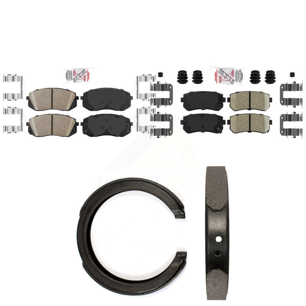 Front Rear Ceramic Disc Brake Pads And Parking Shoes Kit For Hyundai Sonata KNN-101433