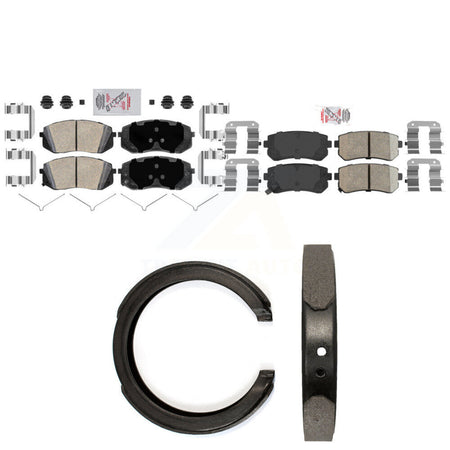 Front Rear Ceramic Disc Brake Pads And Parking Shoes Kit For Hyundai Sonata KNN-101434