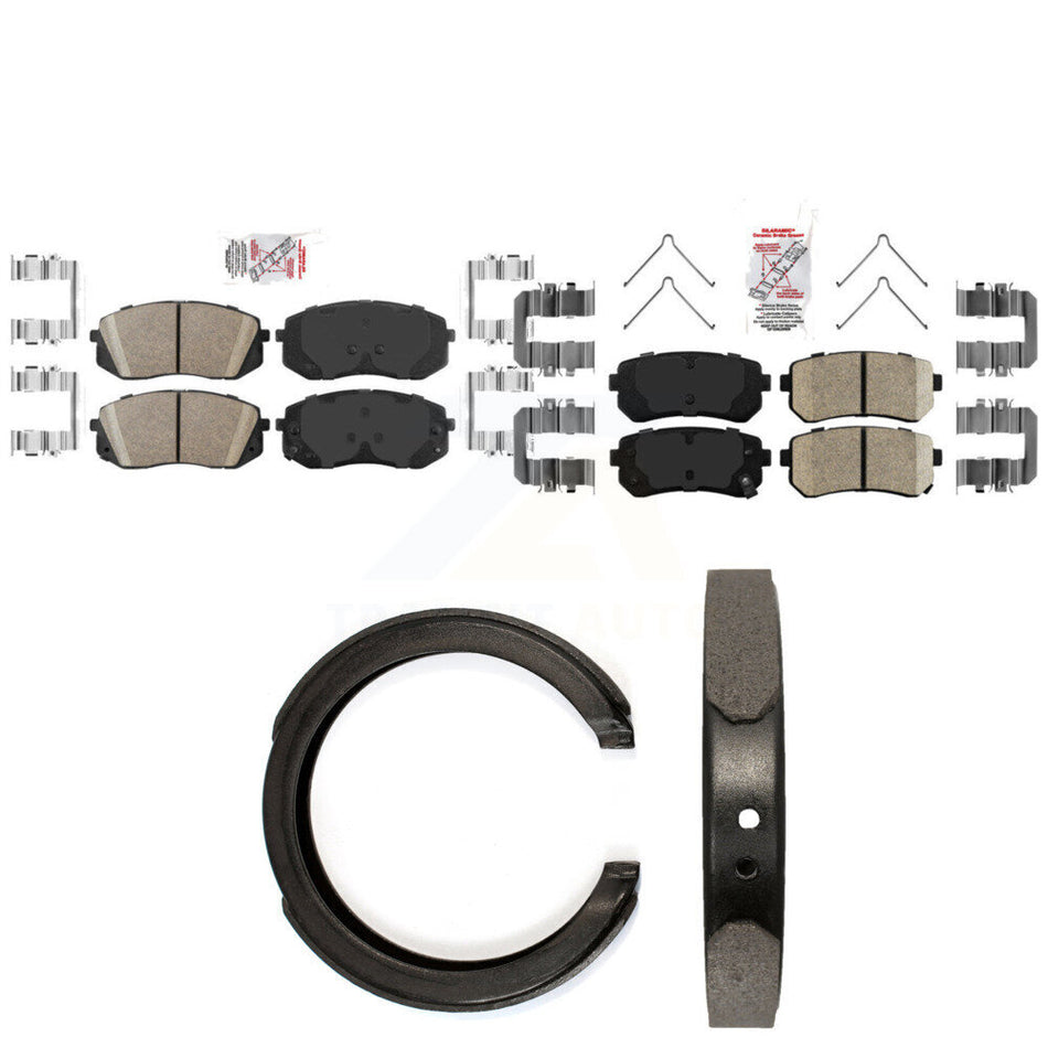 Front Rear Ceramic Disc Brake Pads And Parking Shoes Kit For Kia Optima KNN-101438