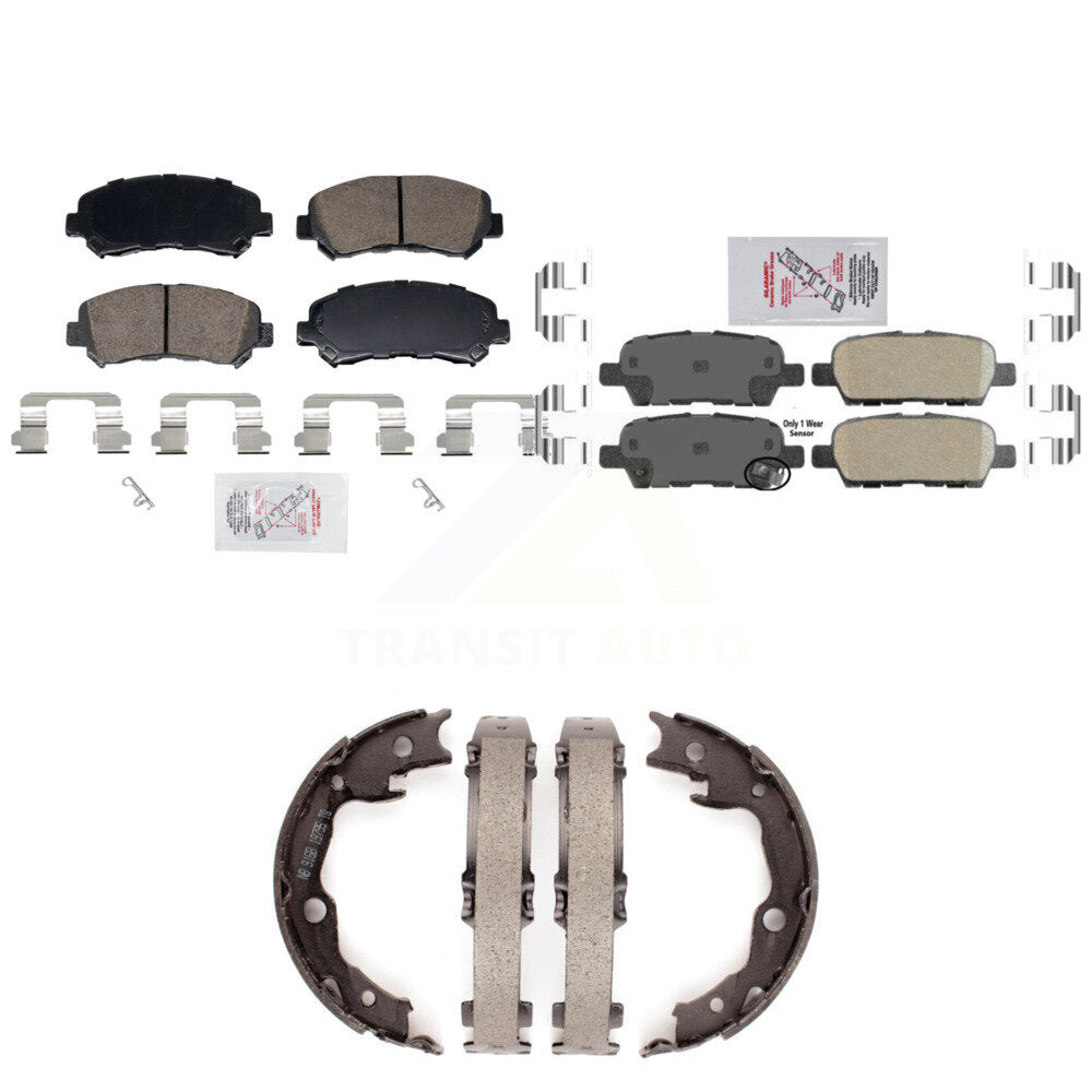 Front Rear Ceramic Disc Brake Pads And Parking Shoes Kit For Nissan Rogue Juke KNN-101440