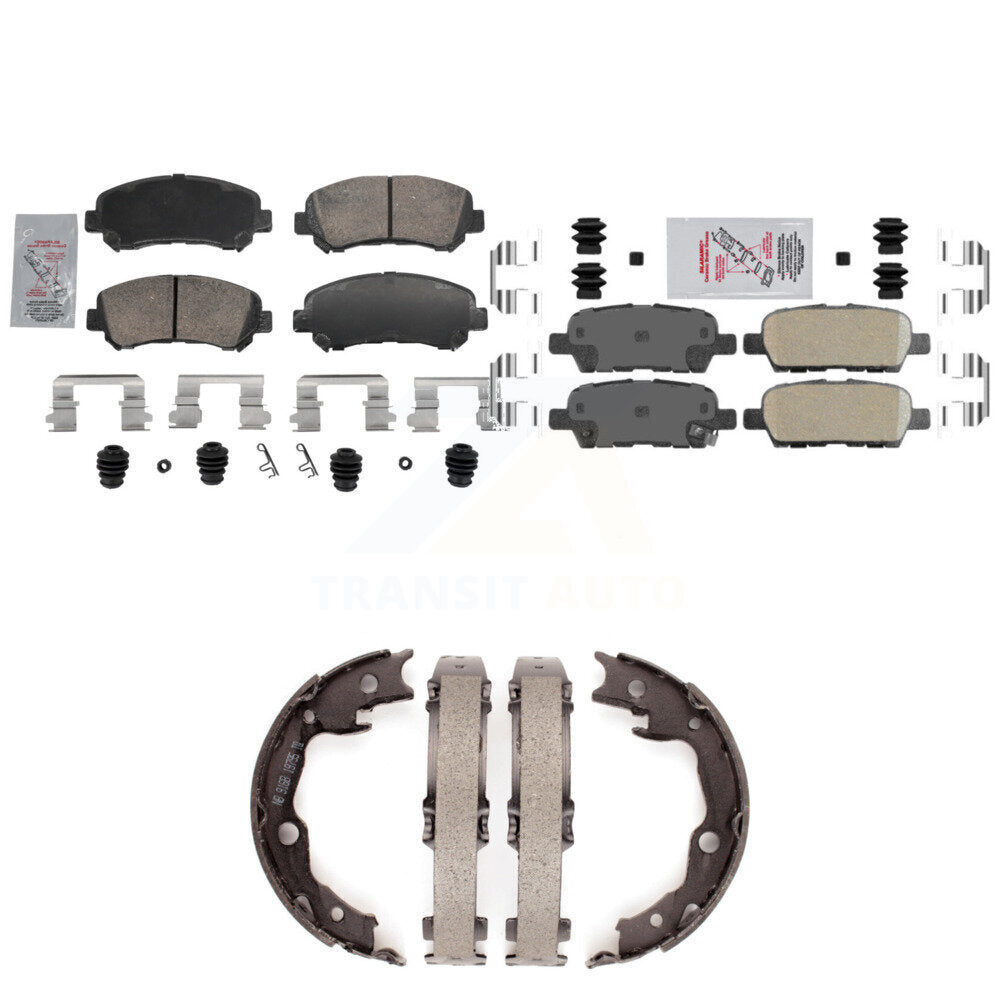 Front Rear Ceramic Disc Brake Pads And Parking Shoes Kit For Nissan Rogue Juke KNN-101443