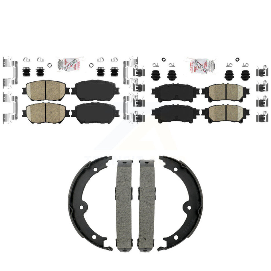 Front Rear Ceramic Disc Brake Pads And Parking Shoes Kit For Lexus IS250 KNN-101444