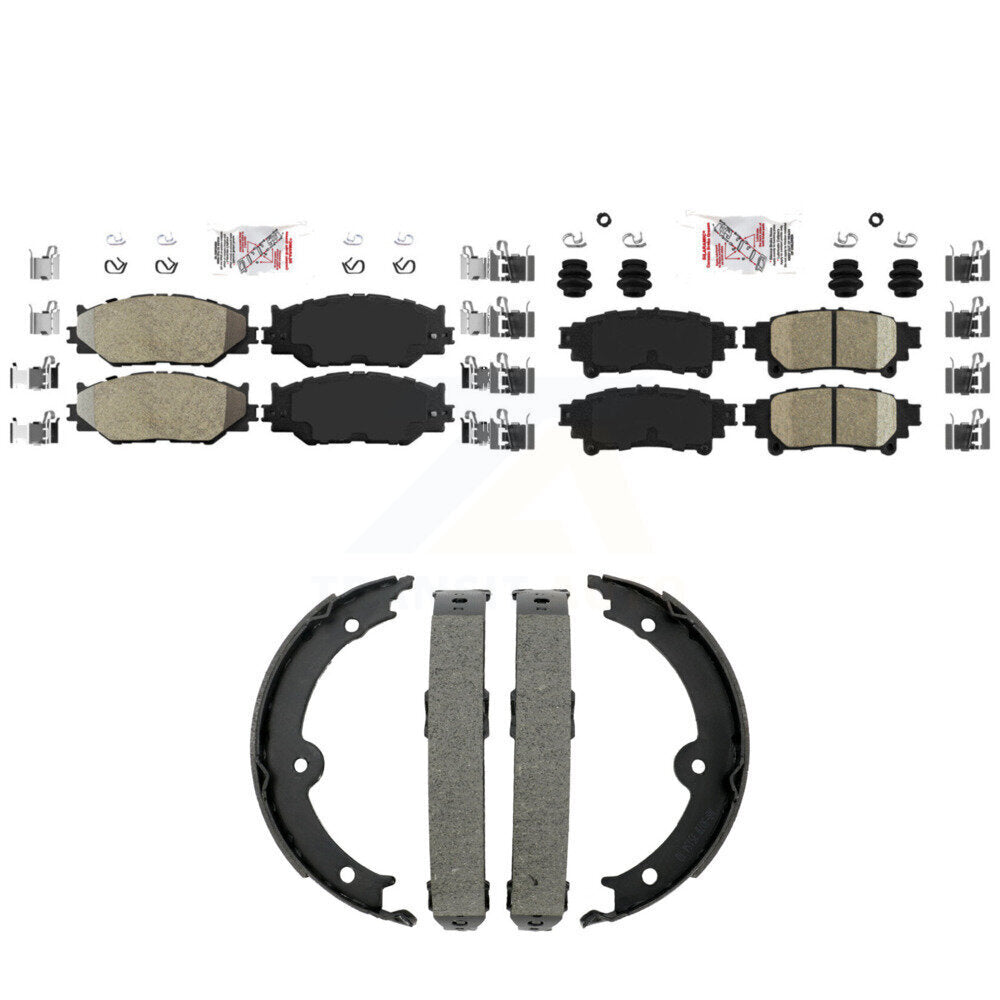 Front Semi-Metallic Rear Ceramic Disc Brake Pads And Parking Shoes Kit For KNN-101445