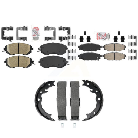 Front Rear Ceramic Disc Brake Pads And Parking Shoes Kit For Subaru Forester KNN-101455