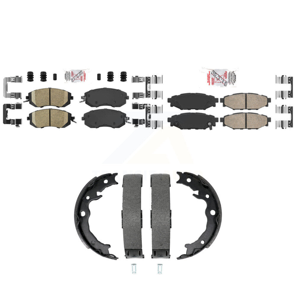 Front Rear Ceramic Disc Brake Pads And Parking Shoes Kit For Subaru Forester KNN-101456