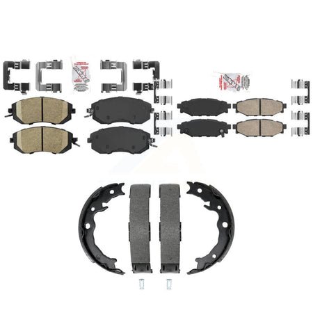 Front Rear Ceramic Disc Brake Pads And Parking Shoes Kit For Subaru Forester KNN-101457