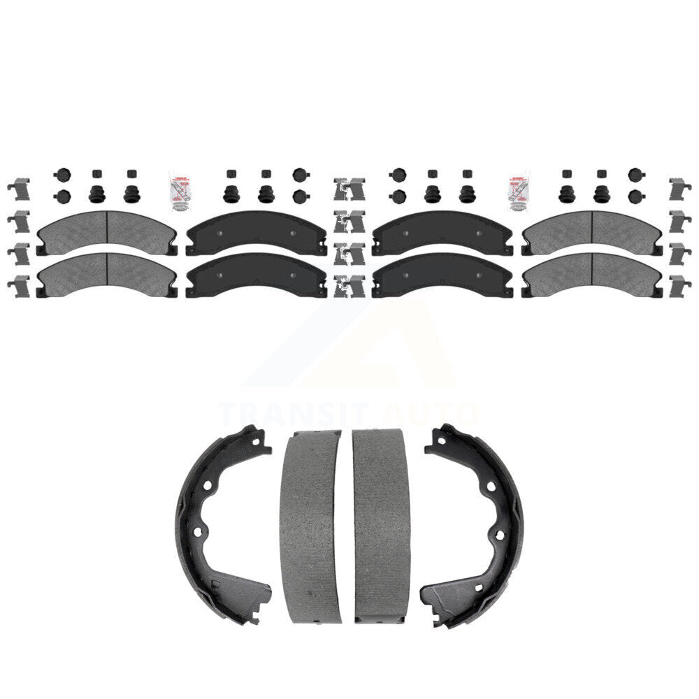 Front Rear Semi-Metallic Disc Brake Pads And Parking Shoes Kit For GMC Sierra KNN-101468