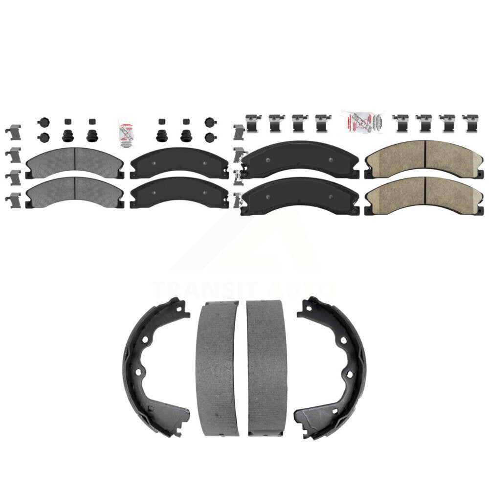 Front Semi-Metallic Rear Ceramic Disc Brake Pads And Parking Shoes Kit For GMC KNN-101471