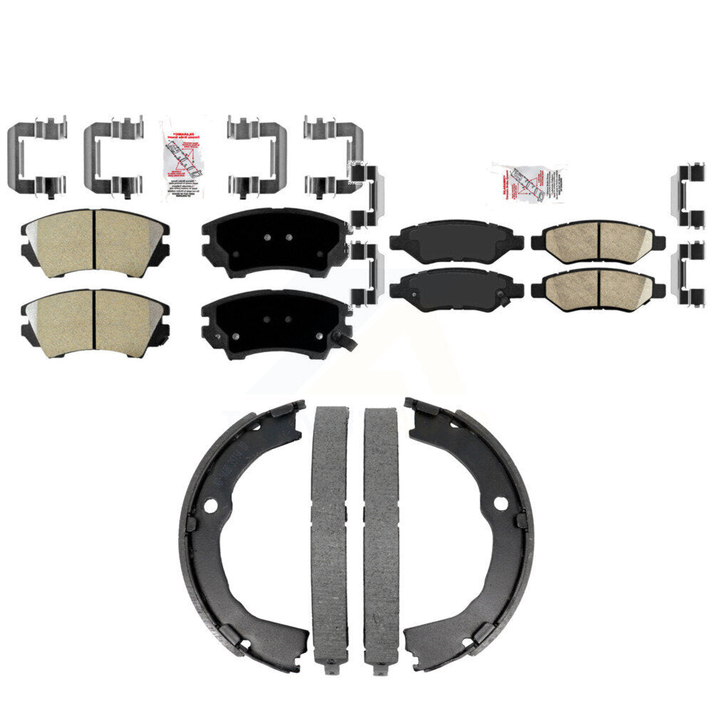 Front Semi-Metallic Rear Ceramic Disc Brake Pads And Parking Shoes Kit For KNN-101473