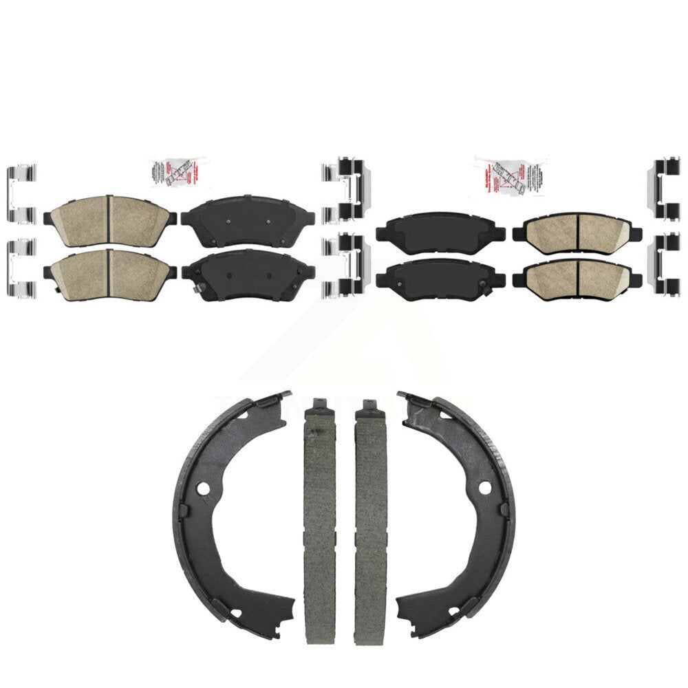 Front Rear Ceramic Disc Brake Pads And Parking Shoes Kit For Cadillac SRX KNN-101476