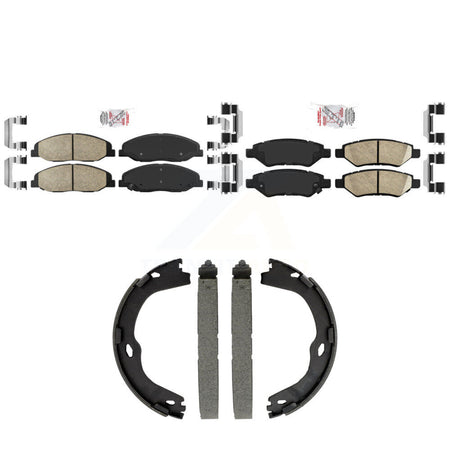 Front Rear Ceramic Disc Brake Pads And Parking Shoes Kit For Cadillac CTS KNN-101478