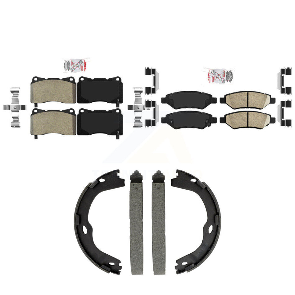 Front Semi-Metallic Rear Ceramic Disc Brake Pads And Parking Shoes Kit For KNN-101480