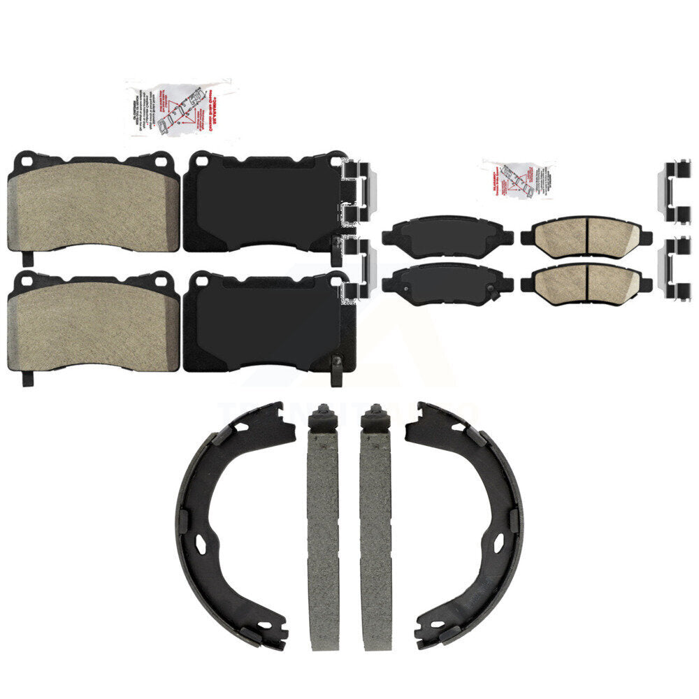 Front Semi-Metallic Rear Ceramic Disc Brake Pads And Parking Shoes Kit For KNN-101481