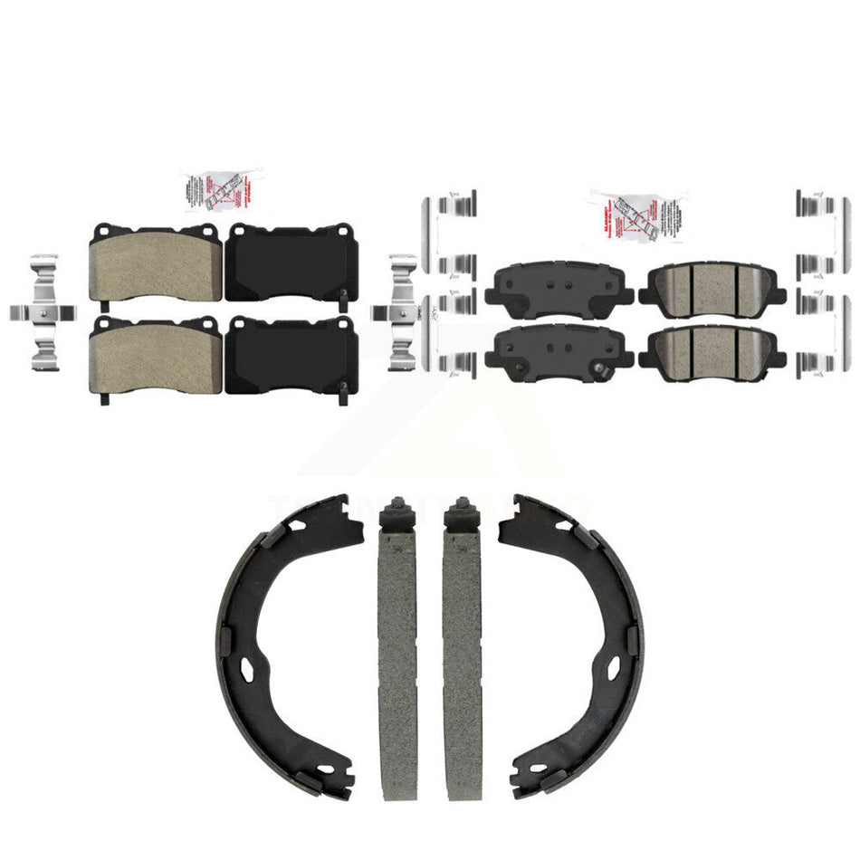 Front Semi-Metallic Rear Ceramic Disc Brake Pads And Parking Shoes Kit For ATS KNN-101483