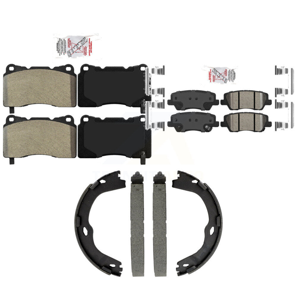 Front Semi-Metallic Rear Ceramic Disc Brake Pads And Parking Shoes Kit For ATS KNN-101484