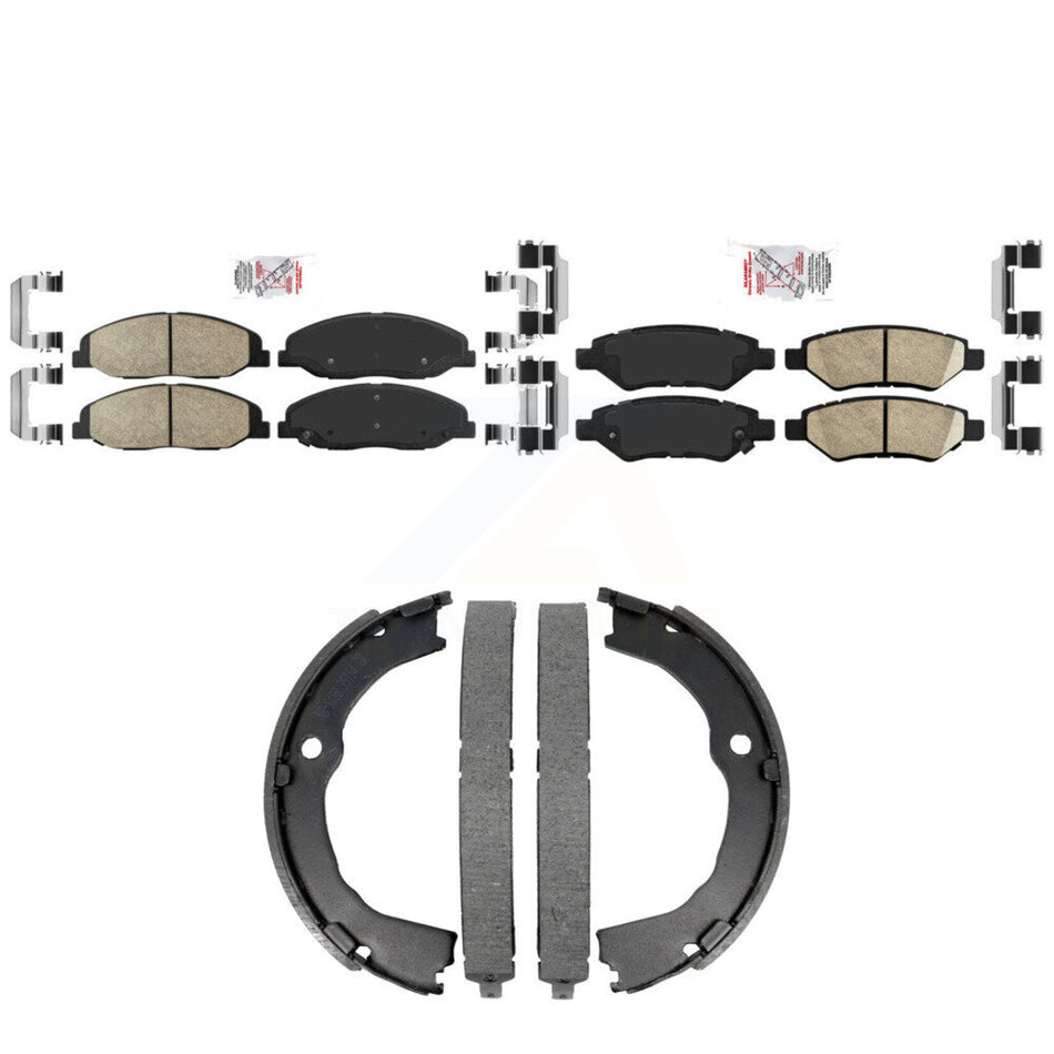 Front Rear Ceramic Disc Brake Pads And Parking Shoes Kit For Cadillac CTS KNN-101486