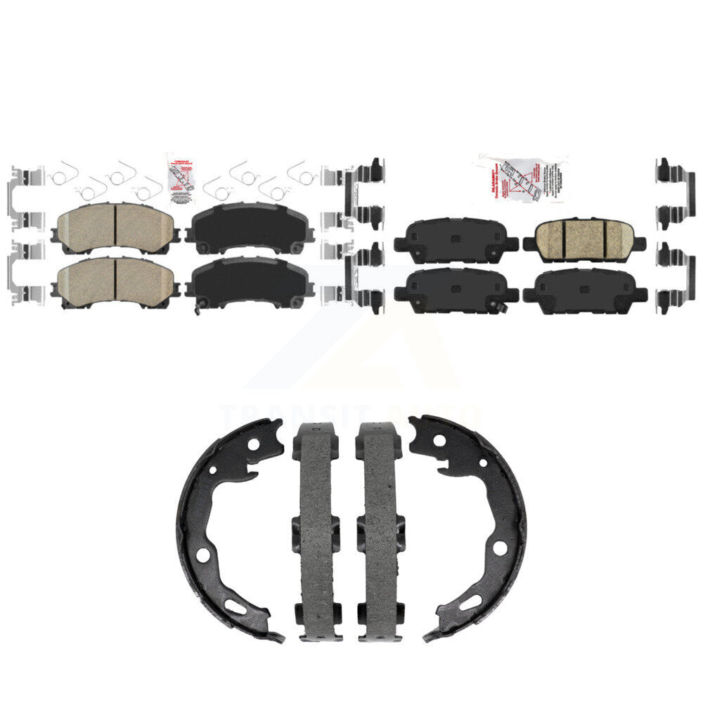 Front Rear Ceramic Disc Brake Pads And Parking Shoes Kit For Nissan Rogue KNN-101493