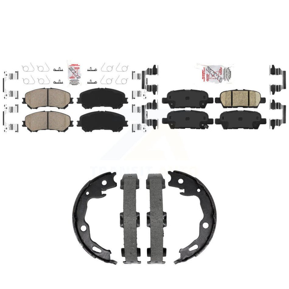 Front Rear Ceramic Disc Brake Pads And Parking Shoes Kit For Nissan Rogue KNN-101495