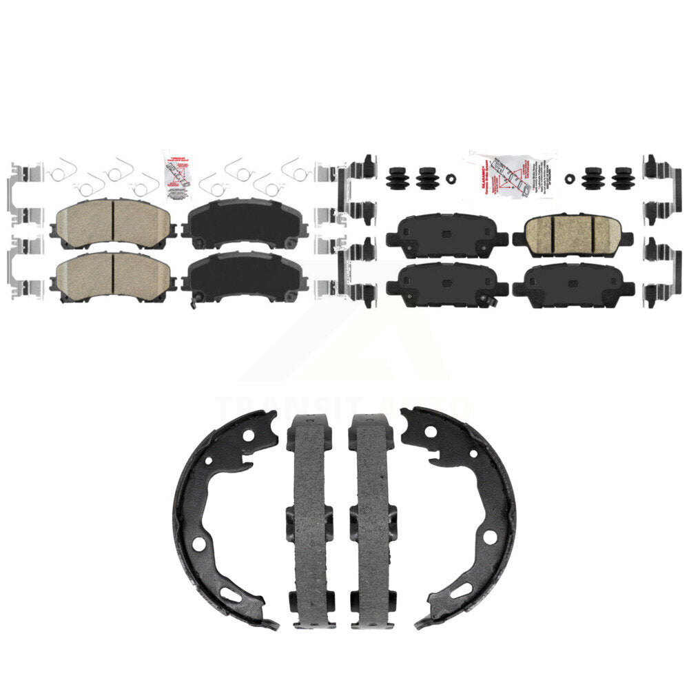 Front Rear Ceramic Disc Brake Pads And Parking Shoes Kit For Nissan Rogue KNN-101497