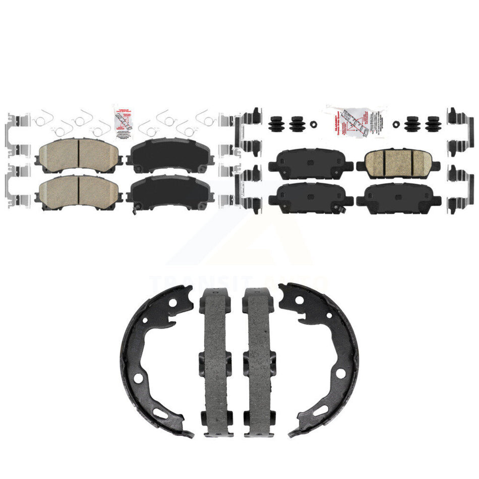 Front Rear Ceramic Disc Brake Pads And Parking Shoes Kit For Nissan Rogue KNN-101497
