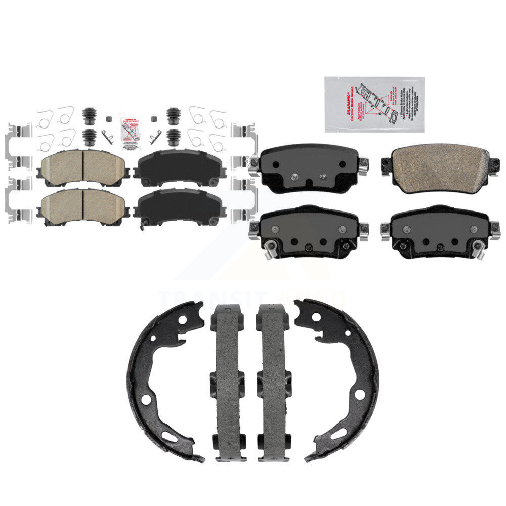 Front Rear Ceramic Disc Brake Pads And Parking Shoes Kit For Nissan Rogue KNN-101504