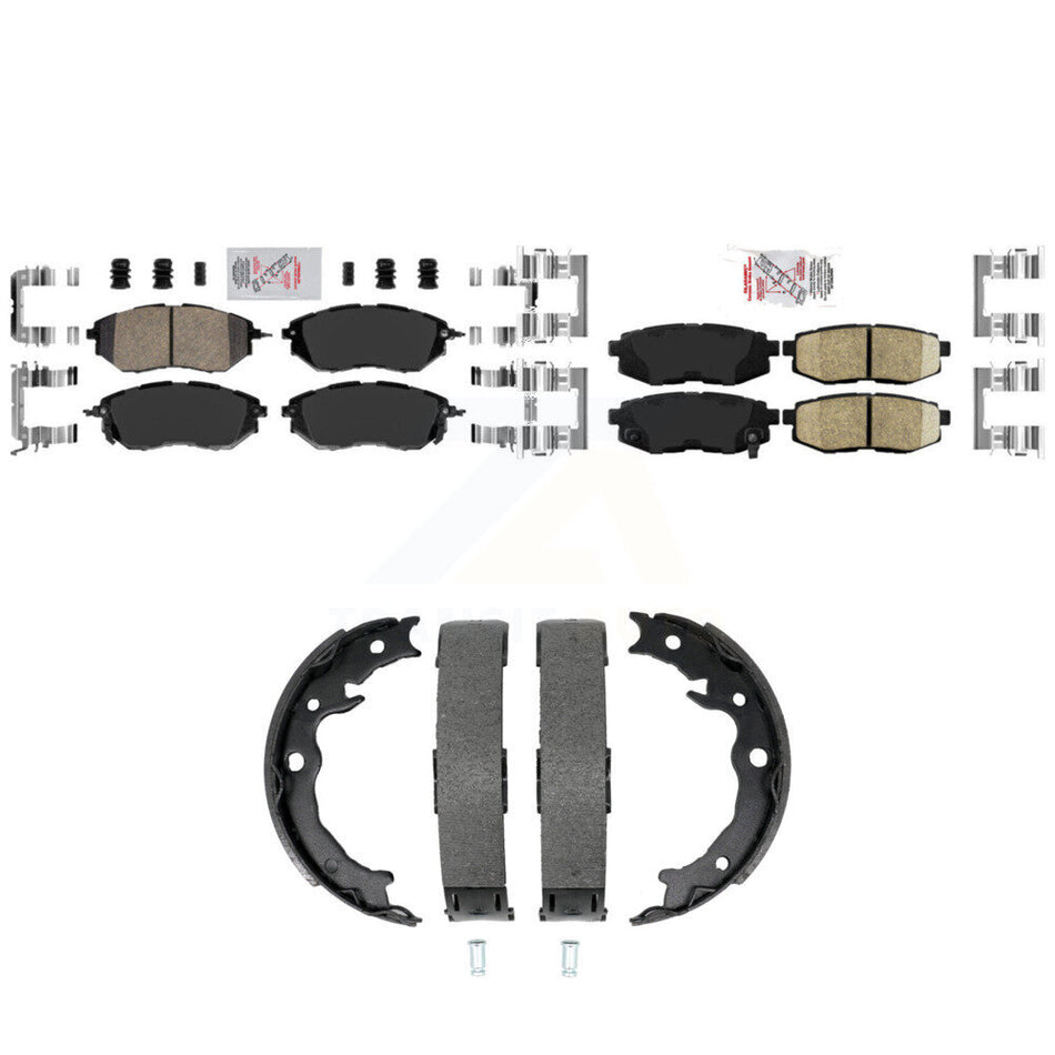Front Rear Ceramic Disc Brake Pads And Parking Shoes Kit For Subaru Forester KNN-101509