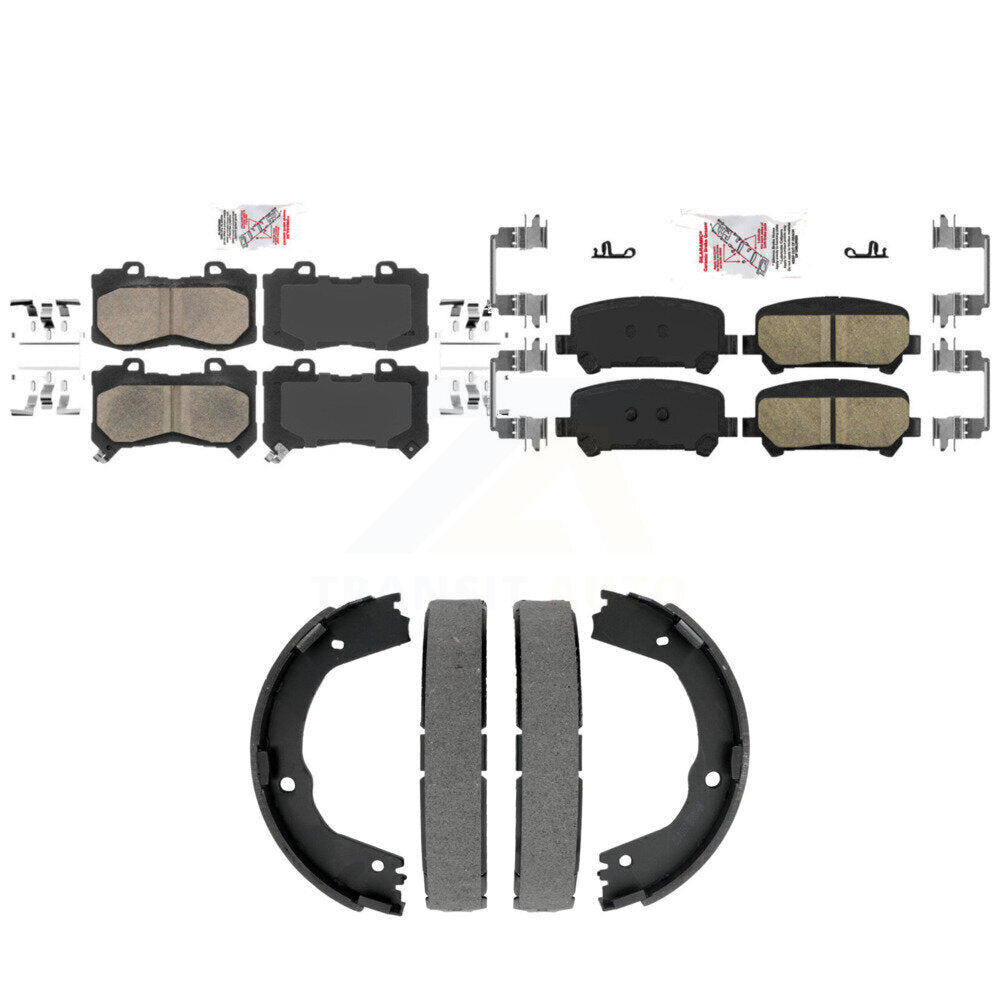 Front Rear Ceramic Disc Brake Pads And Parking Shoes Kit For Chevrolet GMC KNN-101514