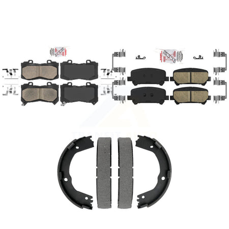 Front Rear Ceramic Disc Brake Pads And Parking Shoes Kit For Chevrolet GMC KNN-101514