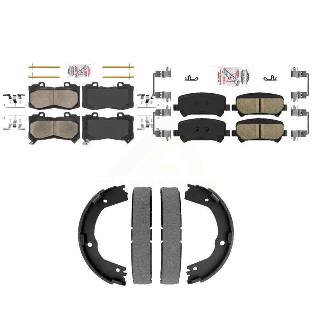 Front Rear Ceramic Disc Brake Pads And Parking Shoes Kit For Chevrolet GMC KNN-101515