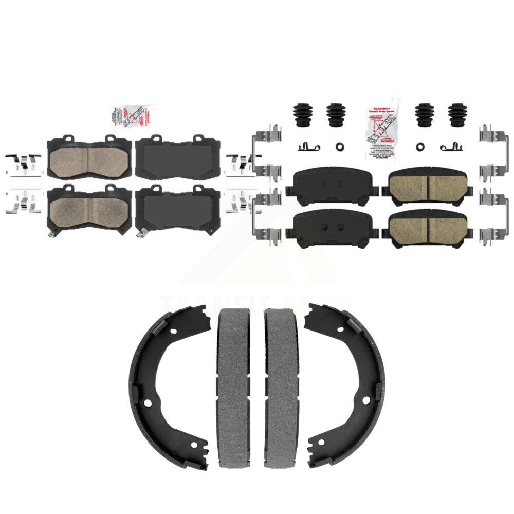 Front Rear Ceramic Disc Brake Pads And Parking Shoes Kit For Chevrolet GMC KNN-101516