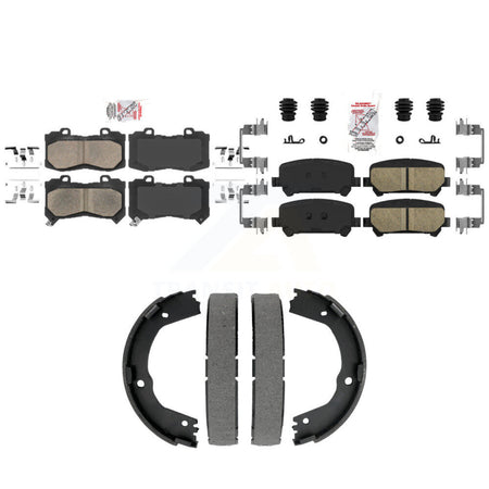 Front Rear Ceramic Disc Brake Pads And Parking Shoes Kit For Chevrolet GMC KNN-101516