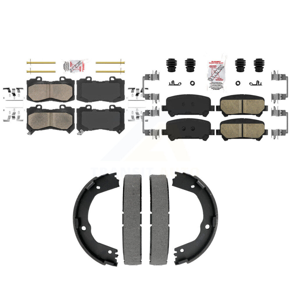 Front Rear Ceramic Disc Brake Pads And Parking Shoes Kit For Chevrolet GMC KNN-101517