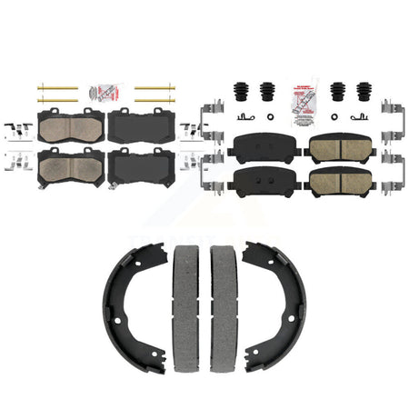 Front Rear Ceramic Disc Brake Pads And Parking Shoes Kit For Chevrolet GMC KNN-101517