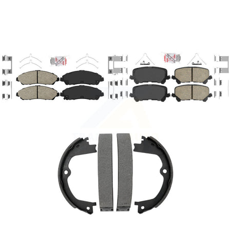 Front Rear Ceramic Disc Brake Pads And Parking Shoes Kit For Honda Pilot Acura KNN-101527