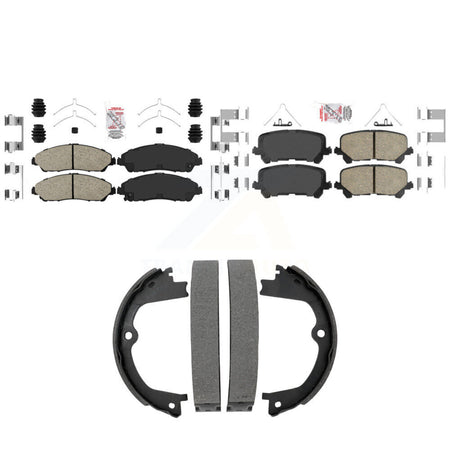 Front Rear Ceramic Disc Brake Pads And Parking Shoes Kit For Honda Pilot Acura KNN-101528
