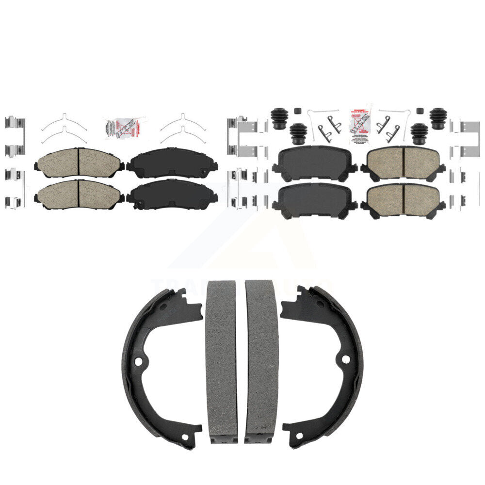 Front Rear Ceramic Disc Brake Pads And Parking Shoes Kit For Honda Pilot Acura KNN-101529