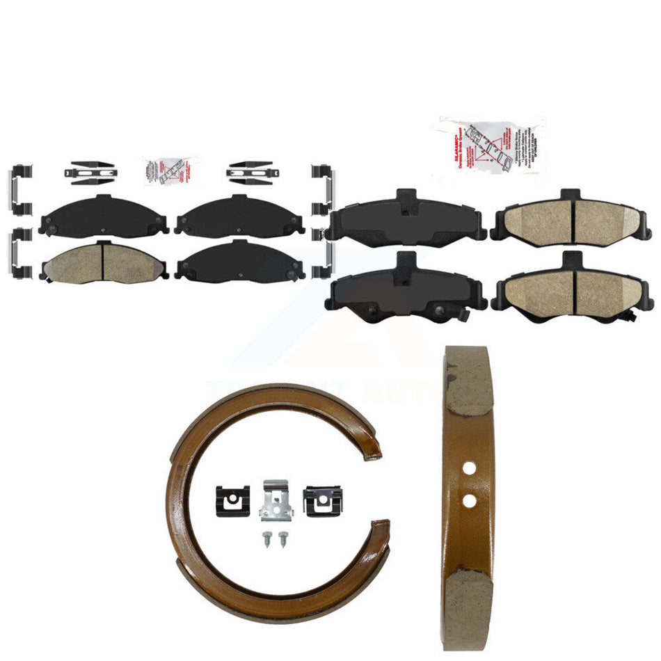 Front Semi-Metallic Rear Ceramic Disc Brake Pads And Parking Shoes Kit For KNN-101535