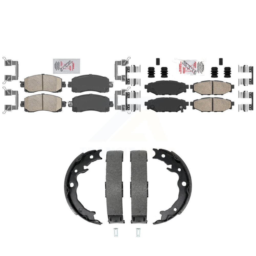 Front Rear Ceramic Disc Brake Pads And Parking Shoes Kit For Subaru Crosstrek KNN-101545