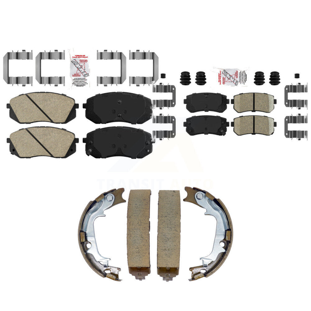 Front Rear Ceramic Disc Brake Pads And Parking Shoes Kit For Hyundai Tucson KNN-101552