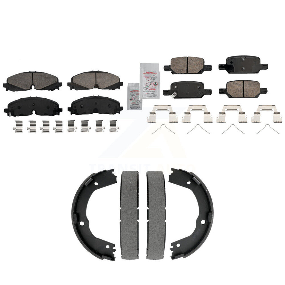 Front Rear Ceramic Disc Brake Pads And Parking Shoes Kit For Chevrolet GMC KNN-101554